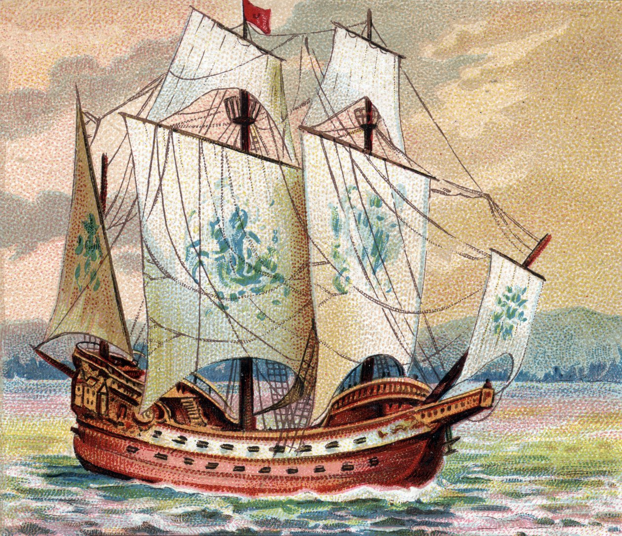 Carraque Português - Caraque Português - Representação de um carácter caracol (nave) da frota portuguesa do final do século XV de Unknown artist