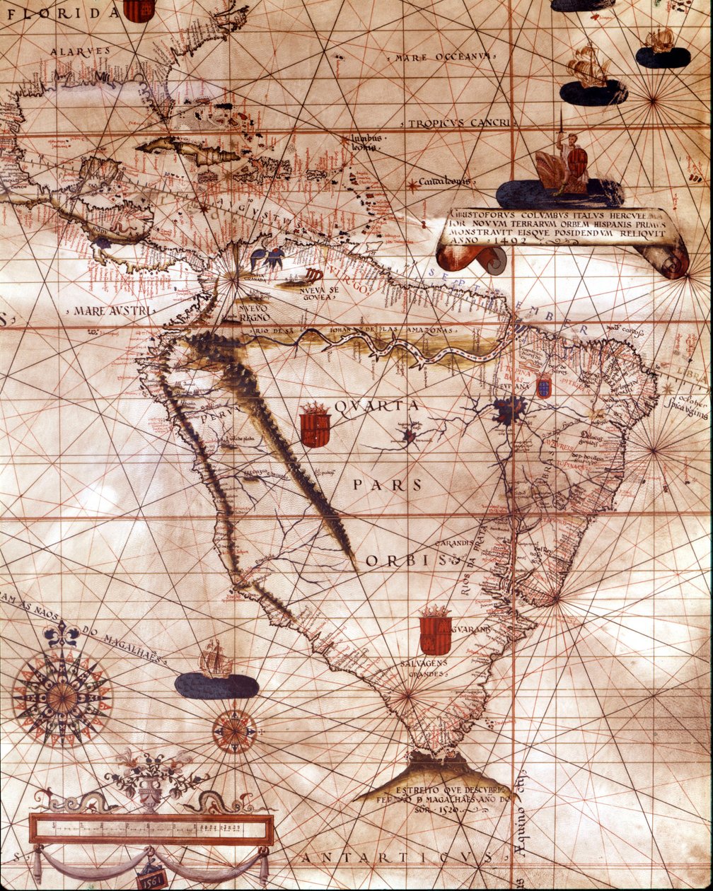 Portulan representando a América do Sul pertencente a Bartolomeo Velhio. 1561. de Unknown artist