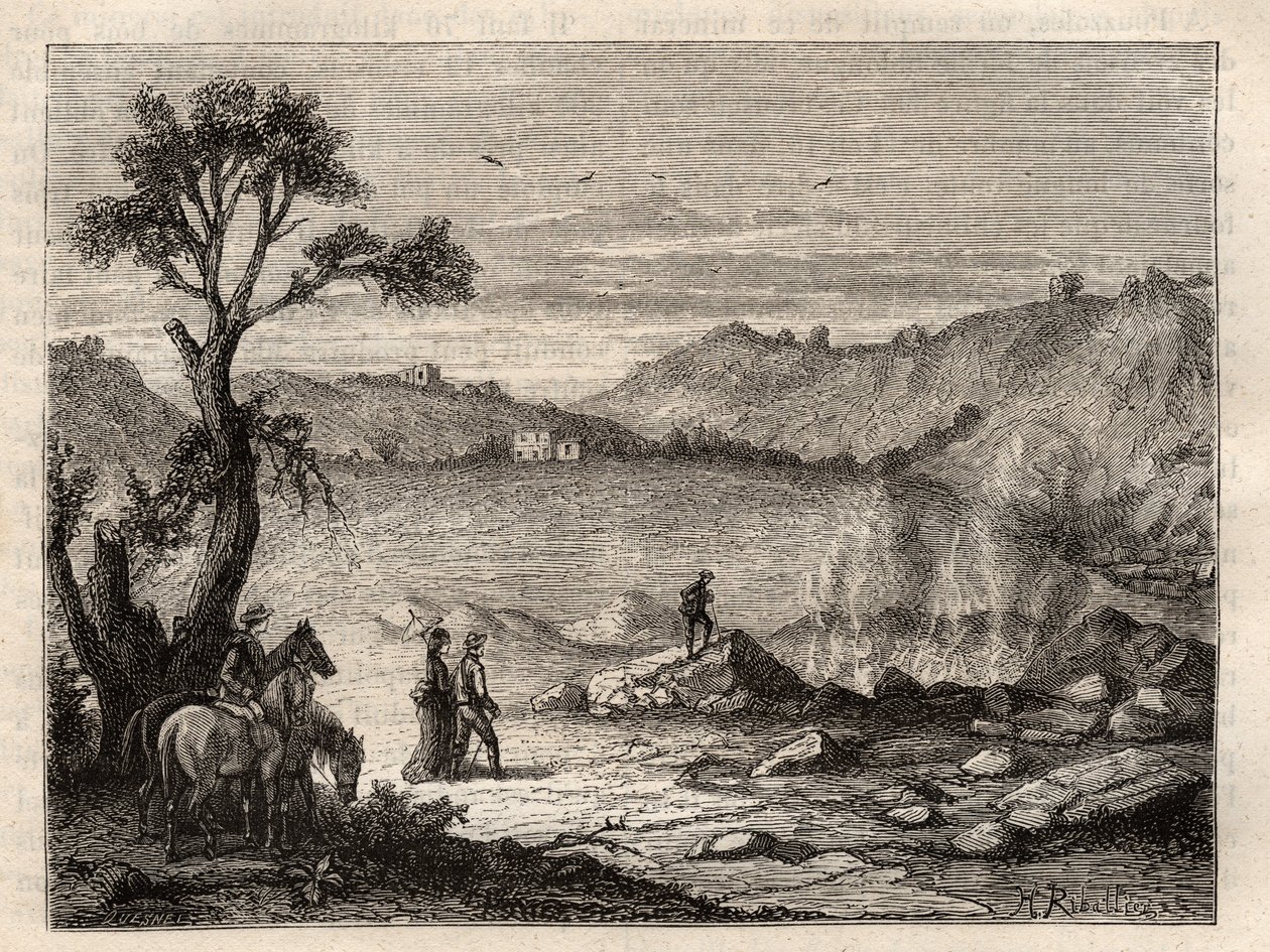 Pozzuoli Solfatara, perto de Nápoles - Solfatare de Pouzolles, Itália - gravura em 