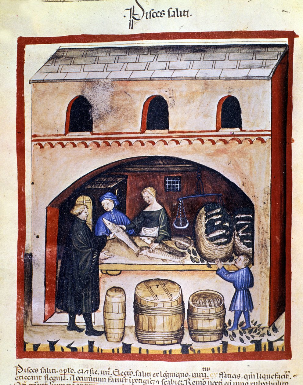 Preparação de peixe sujo. Iluminação a partir da ordenha de medicamentos e dietética "Tacuinum sanitatis". de Unknown artist
