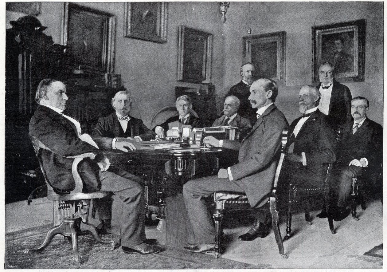 O Presidente McKinley e o seu Gabinete na Casa Branca de Unknown artist