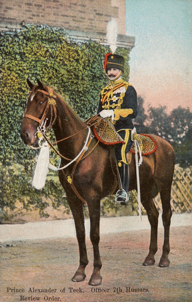 Príncipe Alexandre de Teck a cavalo, c.1905 (postal) de Unknown Artist