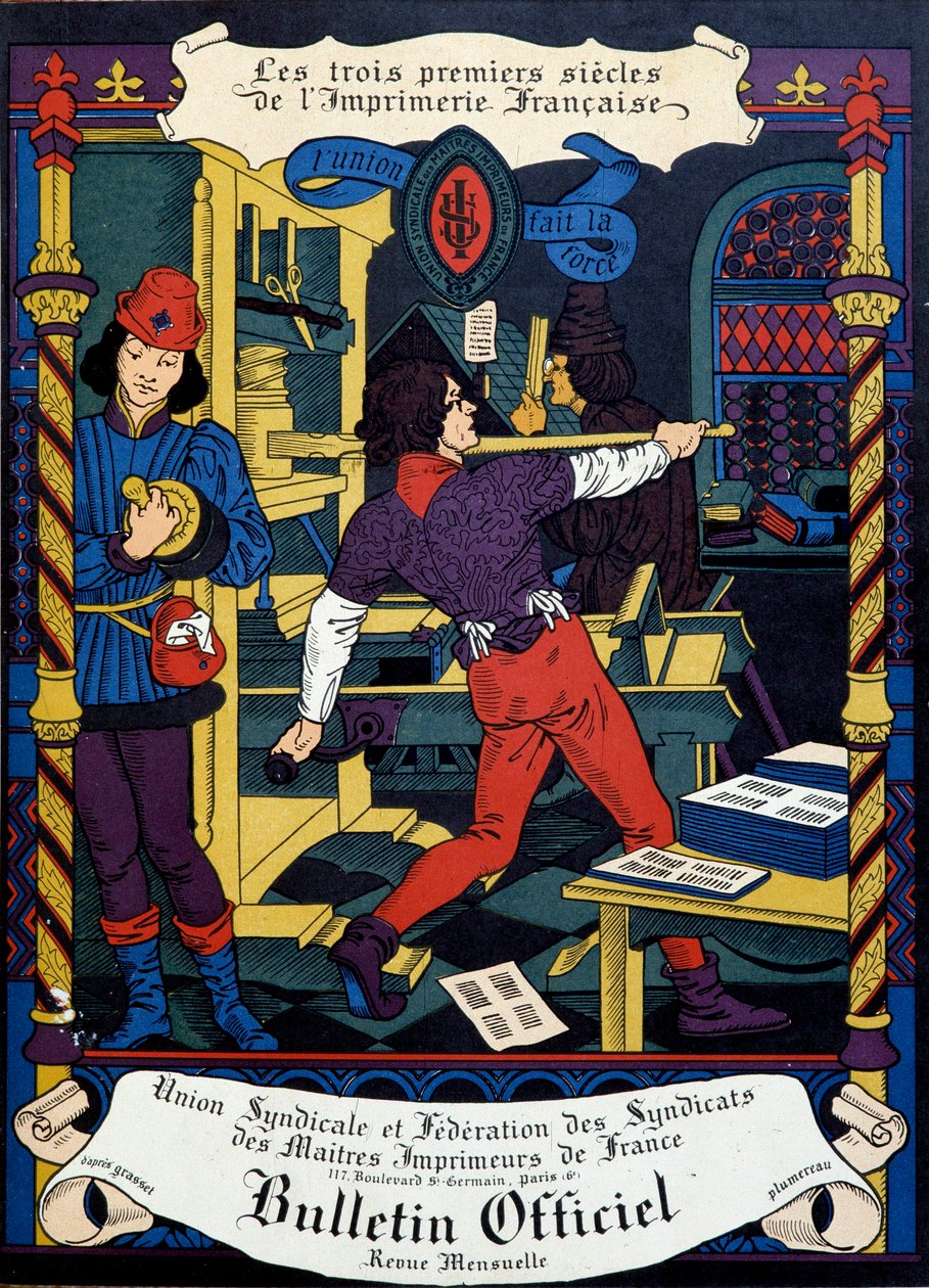 Impressão: página de rosto do boletim oficial da Union syndicale des maitres printers de France. Século XIX. Paris, B.N. de Unknown artist