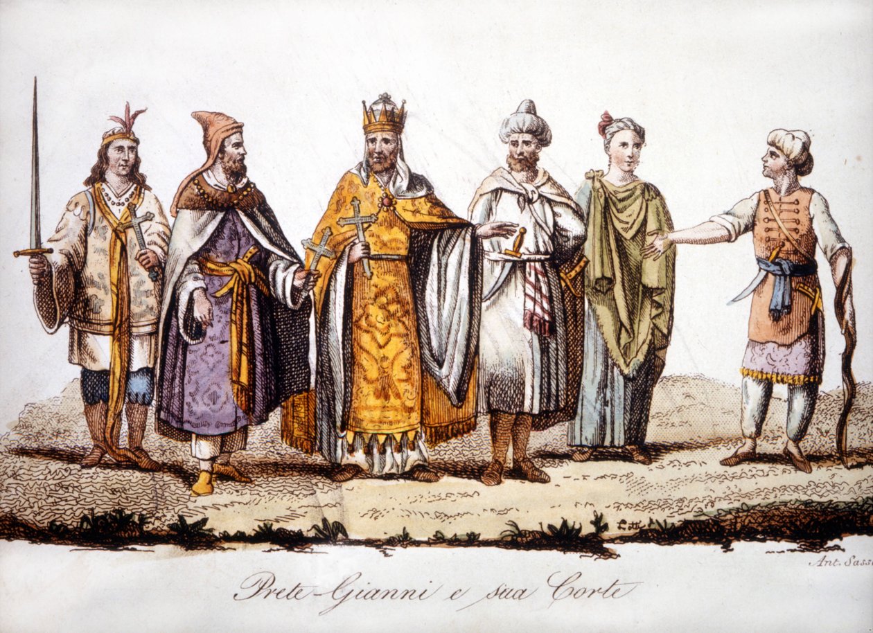 Pritre Jean e a sua corte. A gravar sd no início do século XIX. de Unknown artist