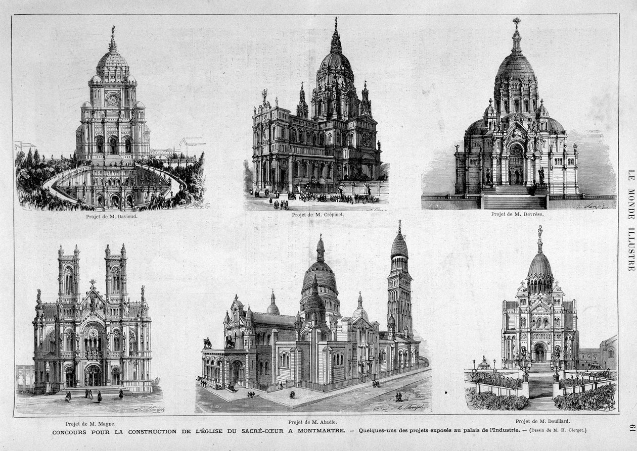 Projetos para o concurso da igreja do Sacre Coeur em Montmartre - em "O Mundo Ilustrado" de 25/07/1874 de Unknown artist