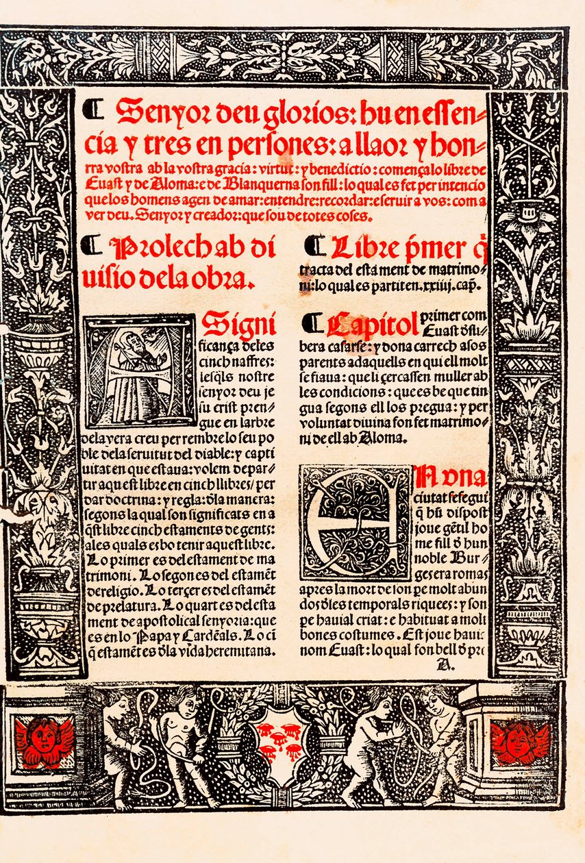Prólogo de "" Blanquerna "" de Raymond Lulle em catalão Ramon Llull, em espanhol Raimundo Lulio (Lullo) (Lull), filósofo, teólogo e poeta catalão (1235-1315) de Unknown artist