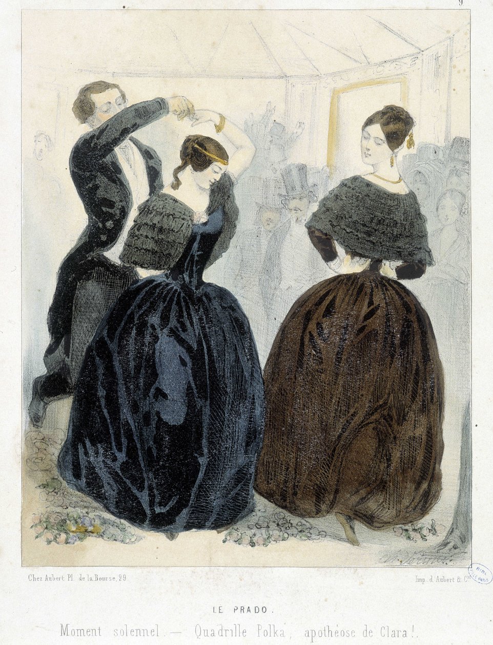 Prom populaire de Paris: Le Prado, circa 1860: “Quadrille, polka, apotheosis of Clara”. de Unknown artist