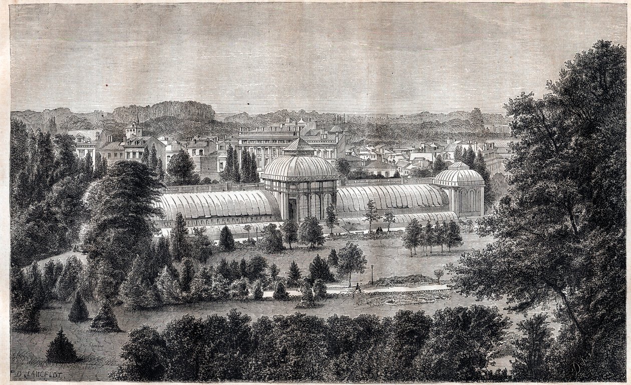 Jardim público de Bordeaux - Jardin public - Bordeaux - gravura por volta de 1867 de Unknown artist