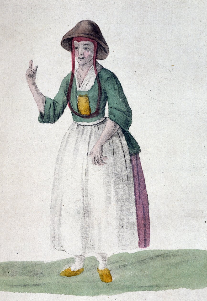 Mulher Quaker - desenho, deb. Século XIX de Unknown artist