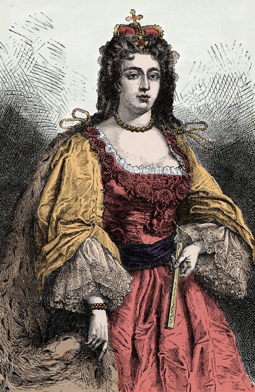 Rainha Anne - Retrato de Anne Stuart (1665-1714), Rainha de Inglaterra, Irlanda e Escócia - de Unknown artist