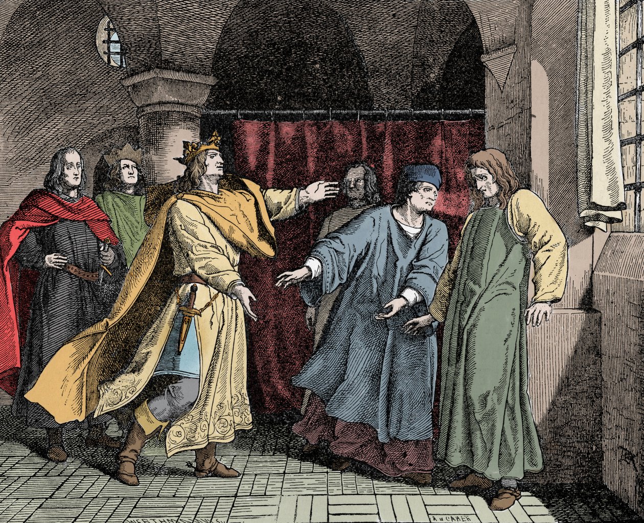 Reconciliação de Ludwig com Friedrich - Reconciliação entre o Imperador Luís IV do Santo Império (ou Luís III de Baviere) de Unknown artist