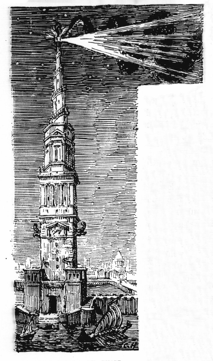 Reconstrução do farol de Alexandria depois de Ebers Egypt. de Unknown artist