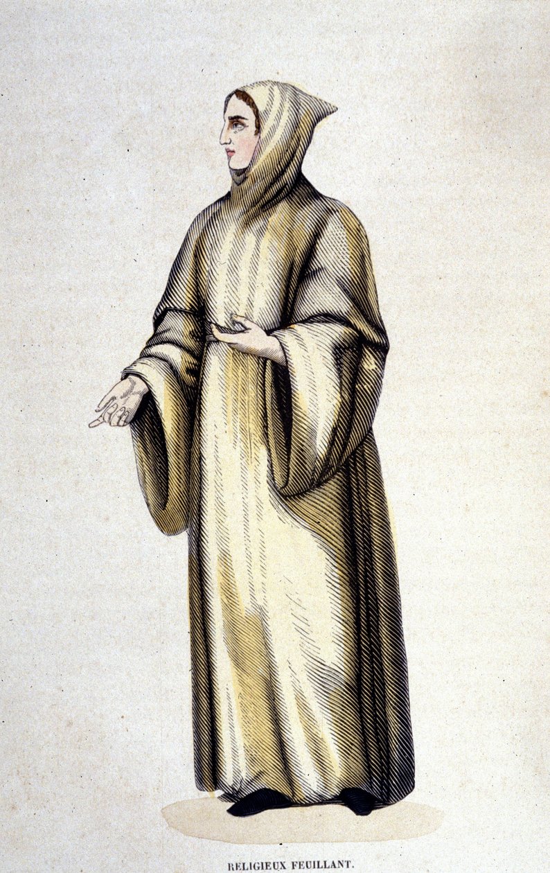 Religioso Feuillant, Ordem de Citeaux, reformado por Jean de La Barrière. Gravura do século XIX. de Unknown artist