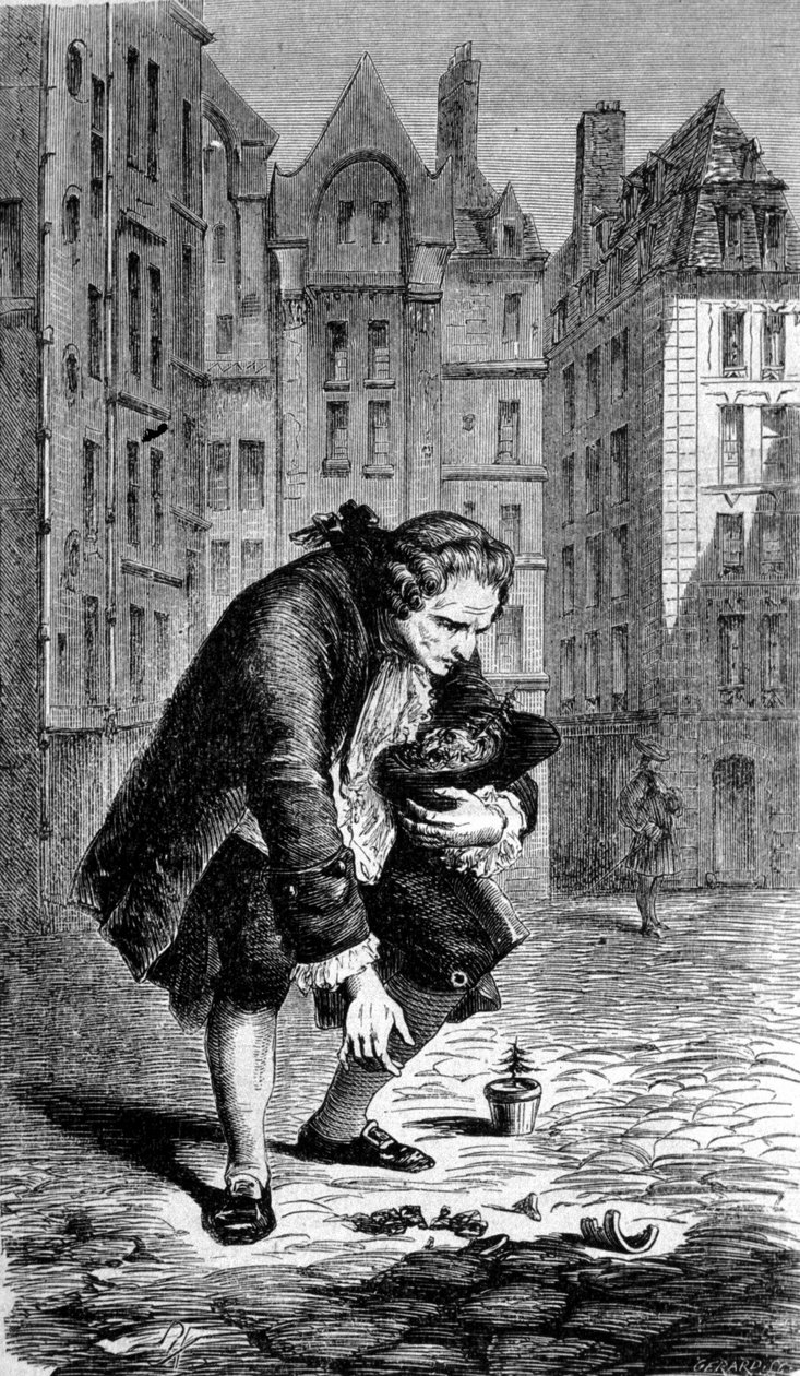 Representação de Bernard de Jussieu introduzindo um cedro do Líbano à França em 1734. Gravura de Unknown artist
