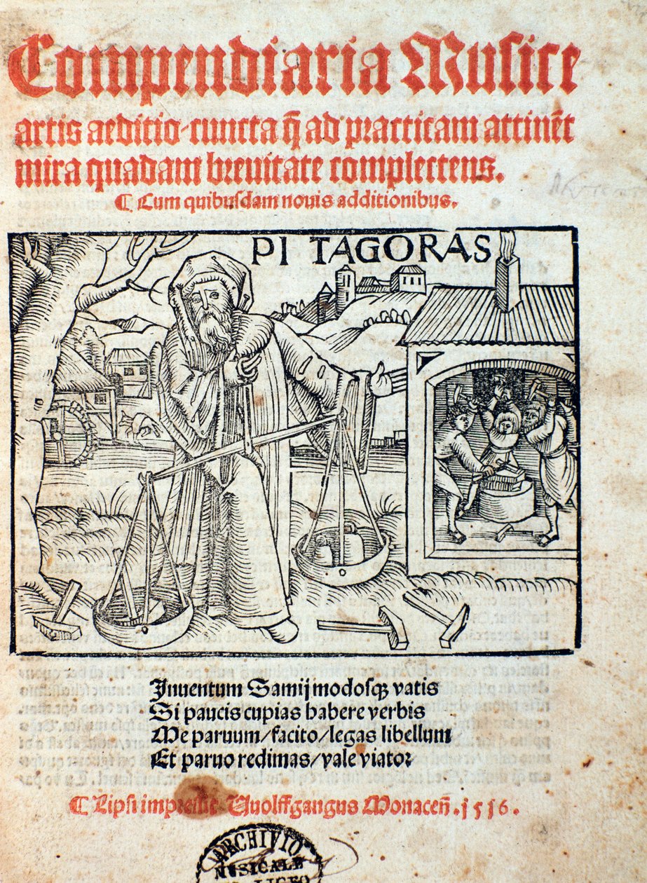 Representação de Pitágoras, da Compendiara musica (1516) de Unknown artist