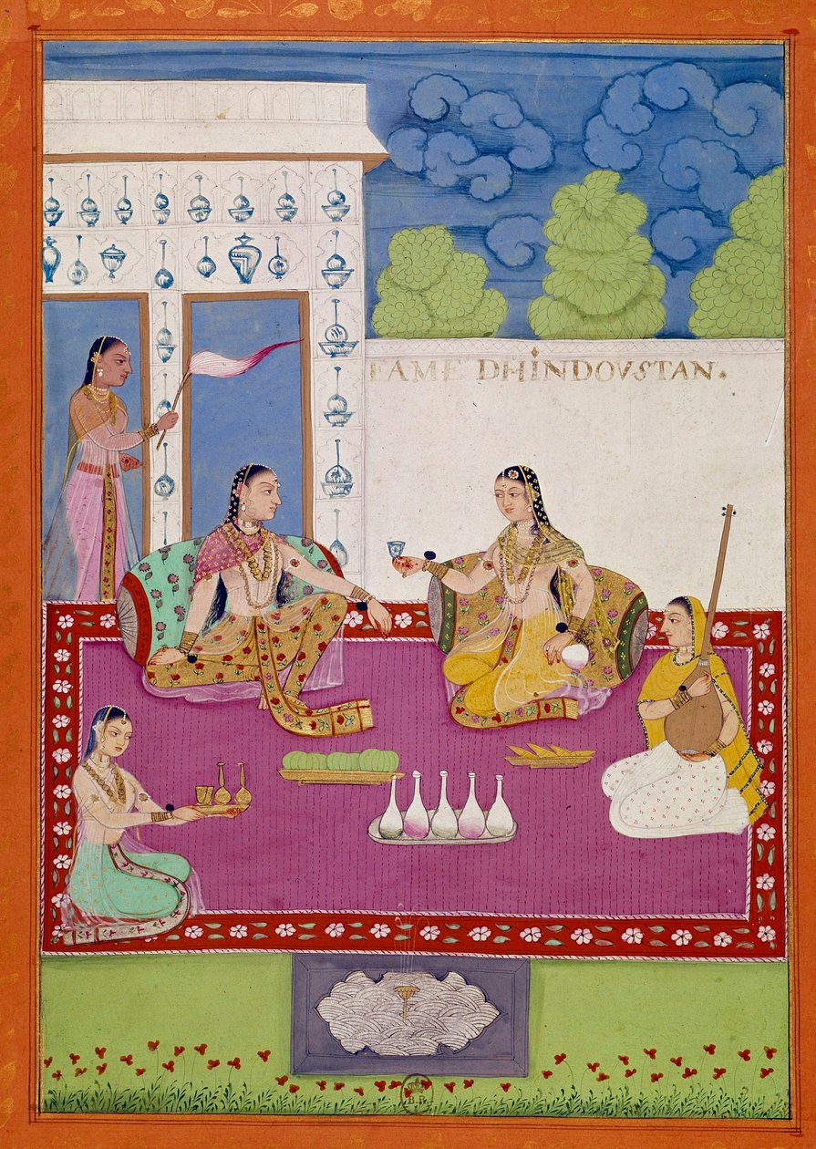Representação de uma mulher hindustana na corte do Shah Alam. Página retirada de um manuscrito que descreve as viagens de Niccolao Manucci (1639-1717) Século XVII. Paris, NL de Unknown artist