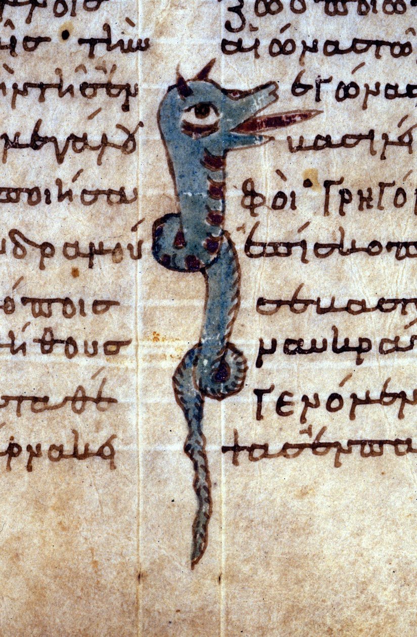 Representação de uma cobra. Manuscrito do século XII. de Unknown artist