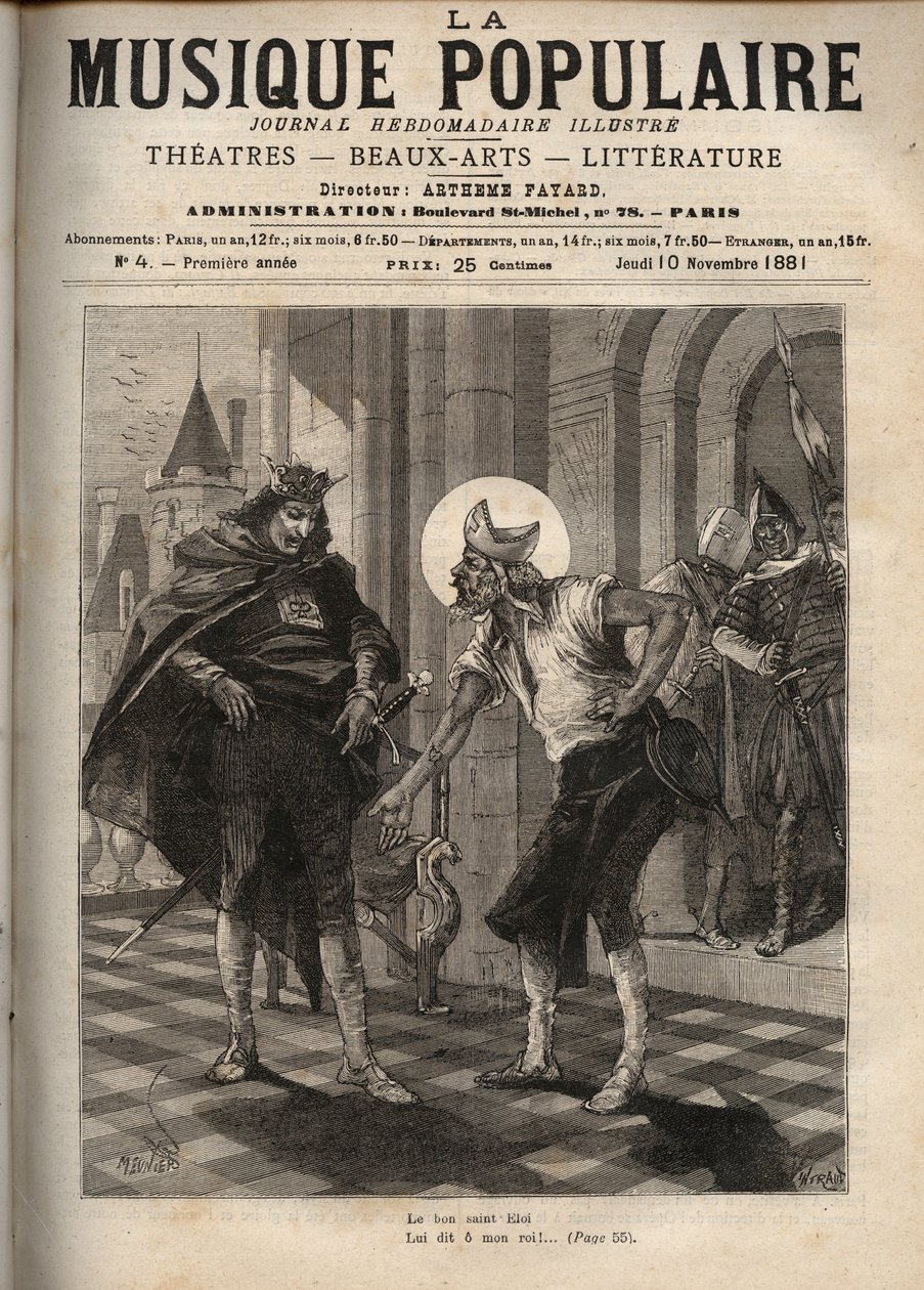 Representação da canção popular francesa "King Dagobert" representando o Rei Dagobert I (cerca de 600-639) e Saint Eloi de Noyon (ca. 588-660): "O Bom Santo Eloi" (ca. 588-660): "The Good Saint Eloi de Unknown artist