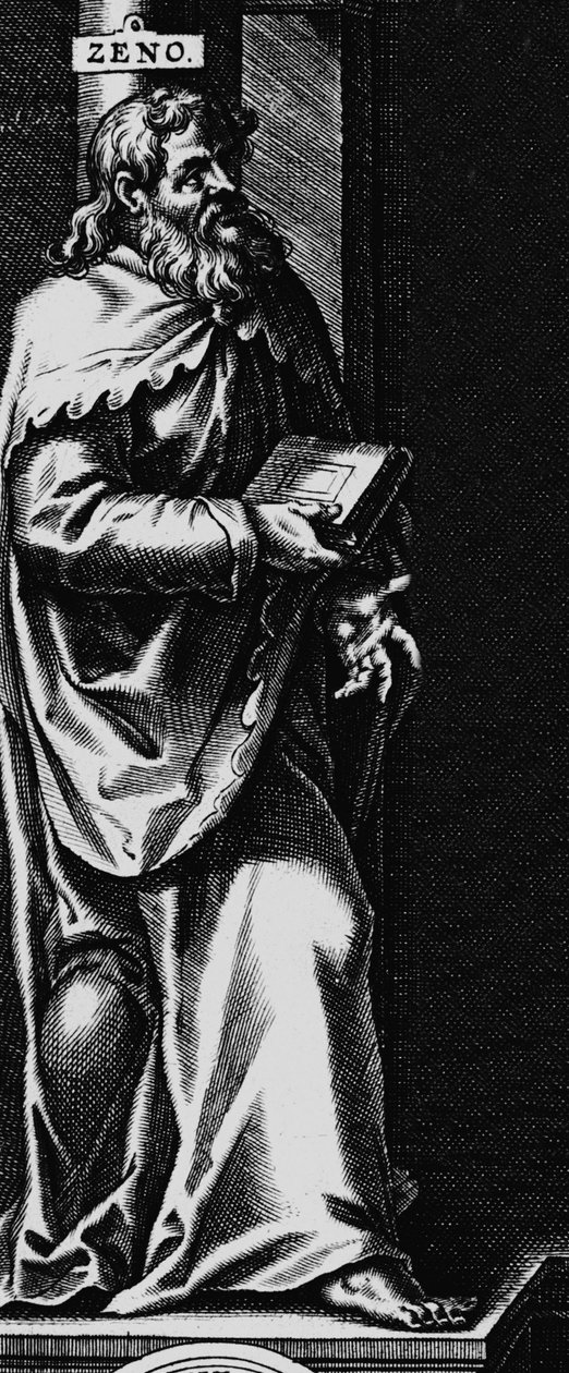 Representação do filósofo estoicista grego Zenon (Zeno) de Citium (ou Kition) (335-262 AC)" Gravura a partir do frontispício de "Obras Filosóficas" de Seneque de Unknown artist
