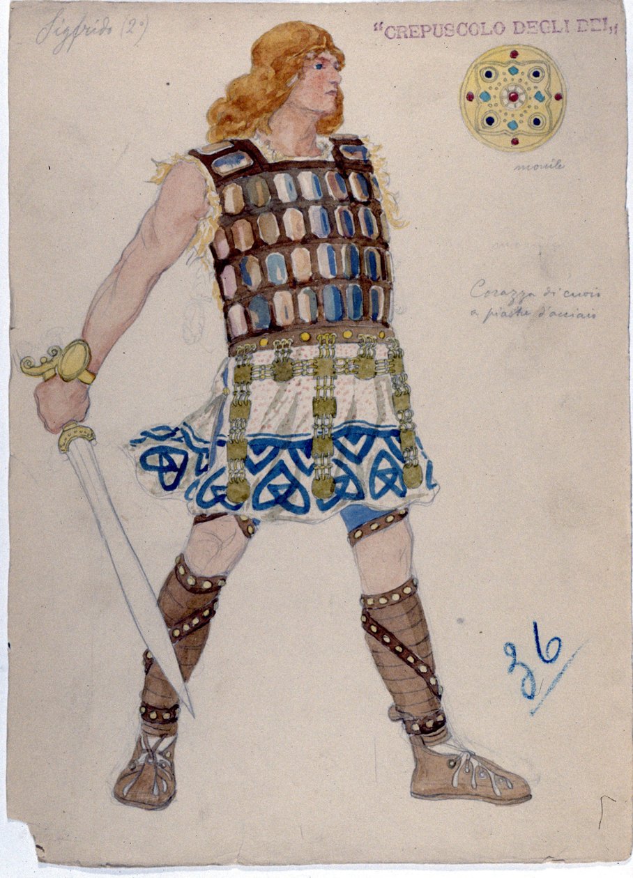 Representação do caráter de "Siegfried" para "O Crepúsculo dos Deuses". "Der ring des Nibelungen". de Unknown artist