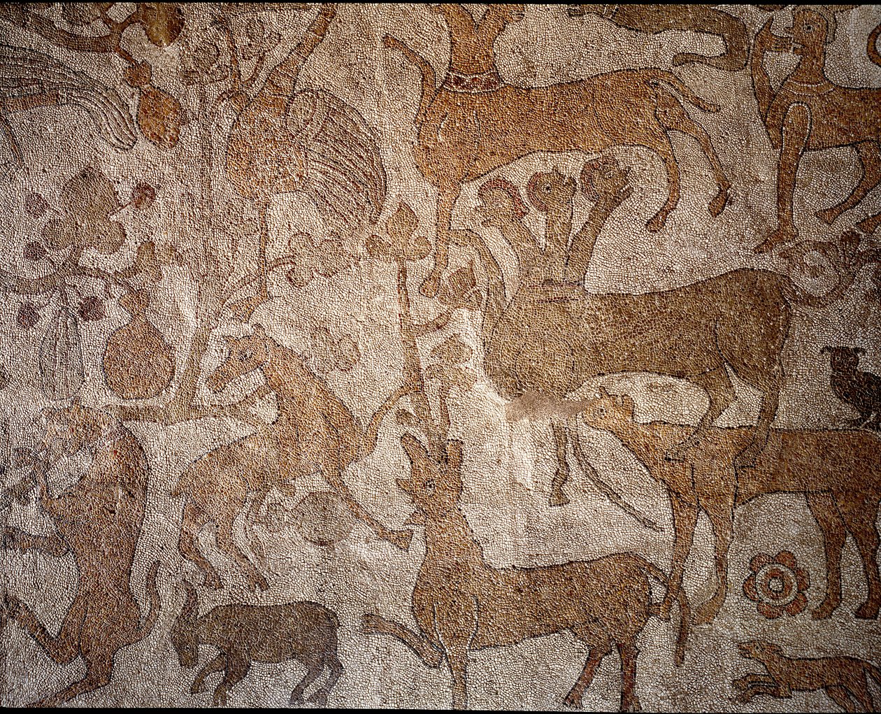 Representação da imaginária fauna indiana simbolizando as façanhas de Alexandre o Grande (356-323 AC), Rei da Macedónia durante a conquista da Índia Pavimento de Pantaleone (ou Pantaleão de Unknown artist