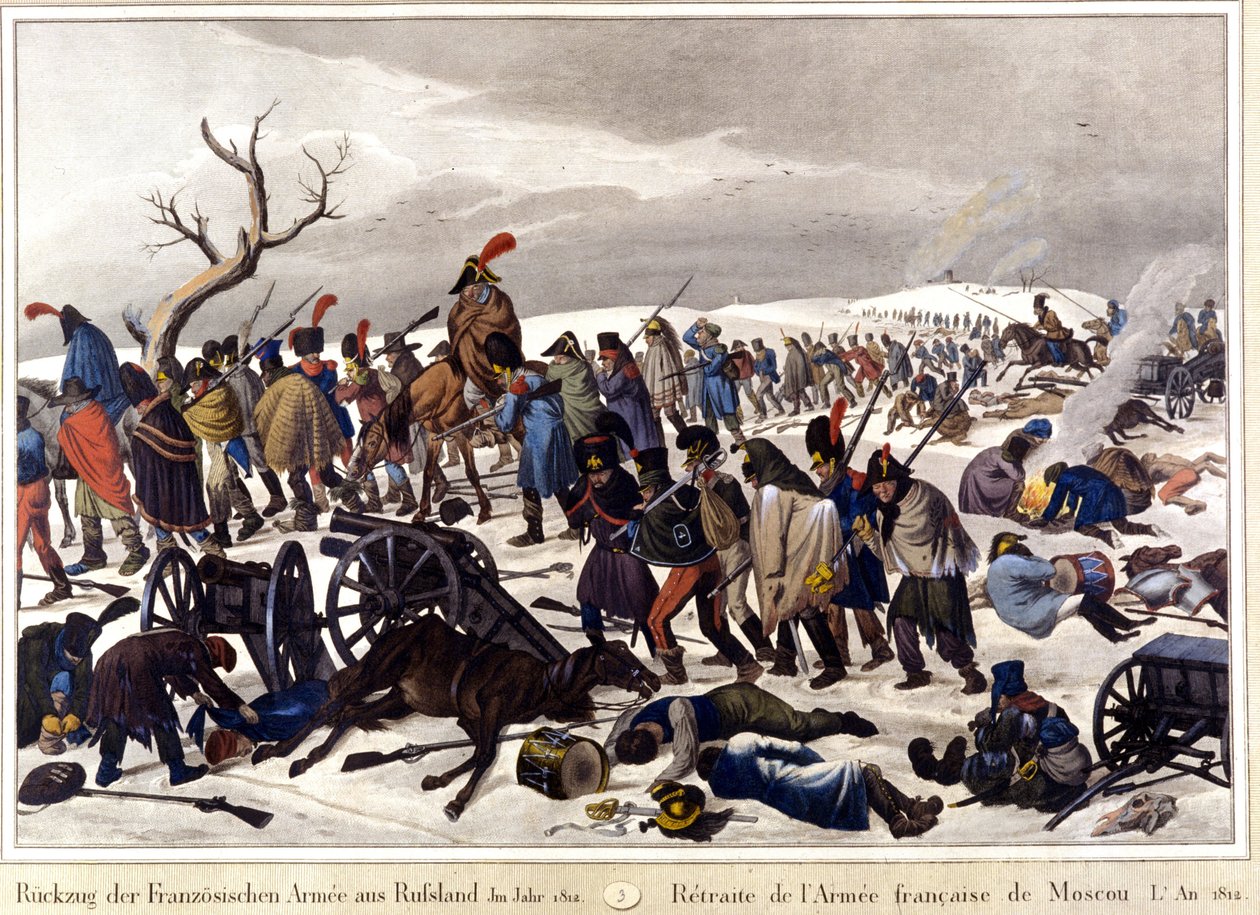 Retraído do exército francês de Moscovo em 1812. Gravura do século XIX. de Unknown artist