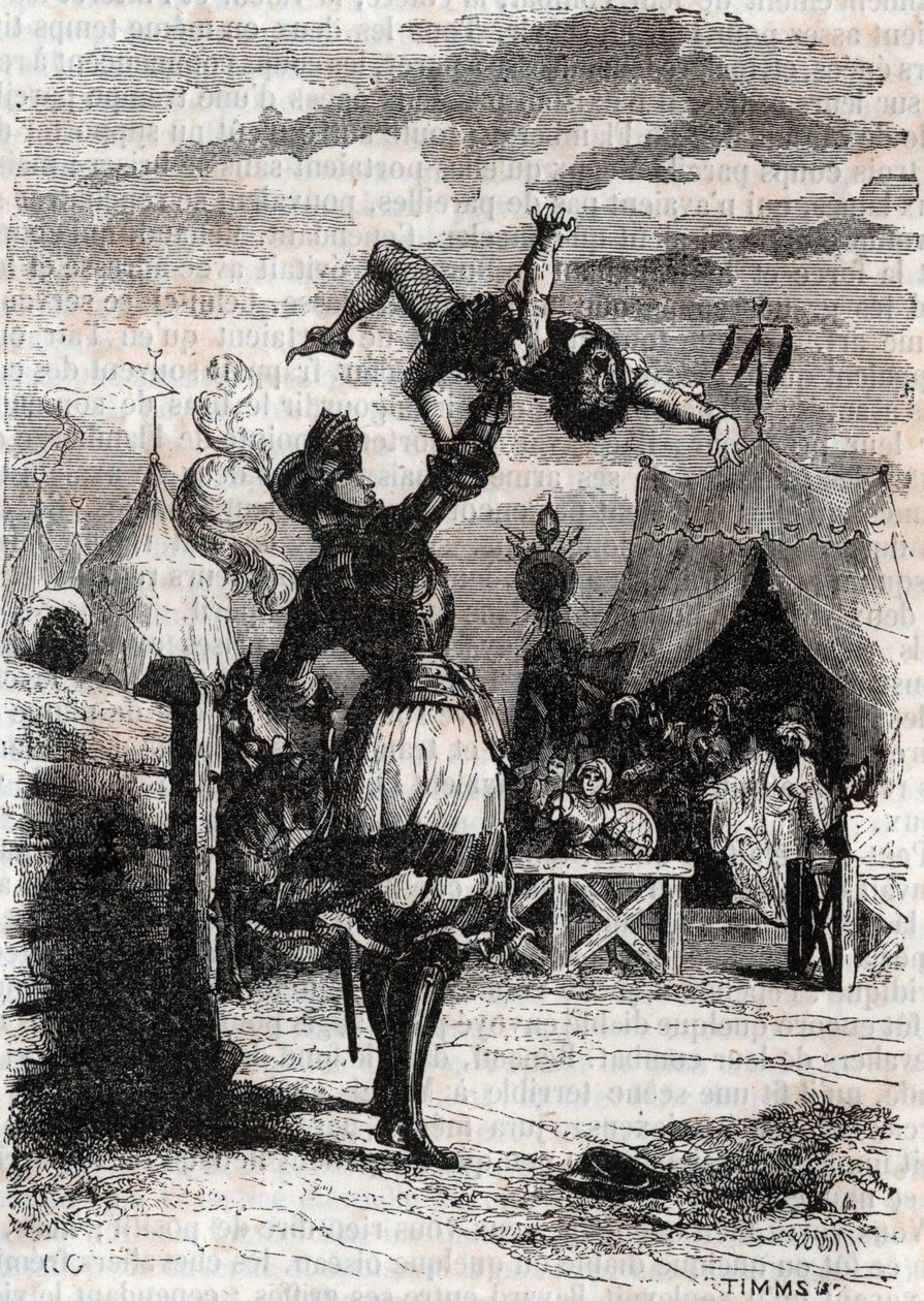 Vingança de Marphise (Marfisa) - Gravura de 1851 de "Furious Roland" (Orlando furioso) (século XVI) de Ludovico Ariosto, conhecido como Ariosto - Edição traduzida do italiano pelo Conde de Tressan e publicada por Gustave Harvard 1851 de Unknown artist