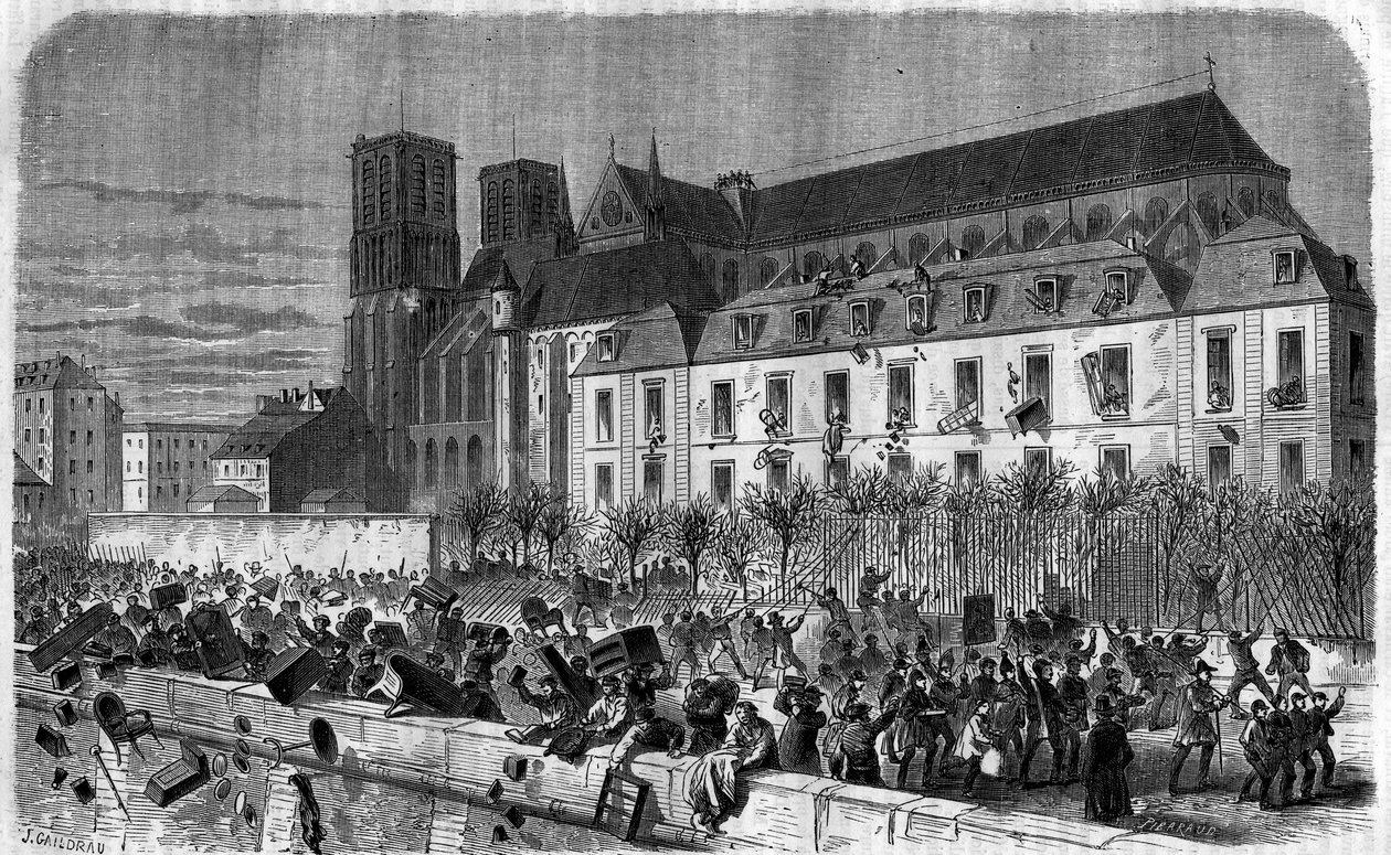 Revolução de 1830: Sack of the Archeveche em Paris, em 15 de fevereiro de Unknown artist