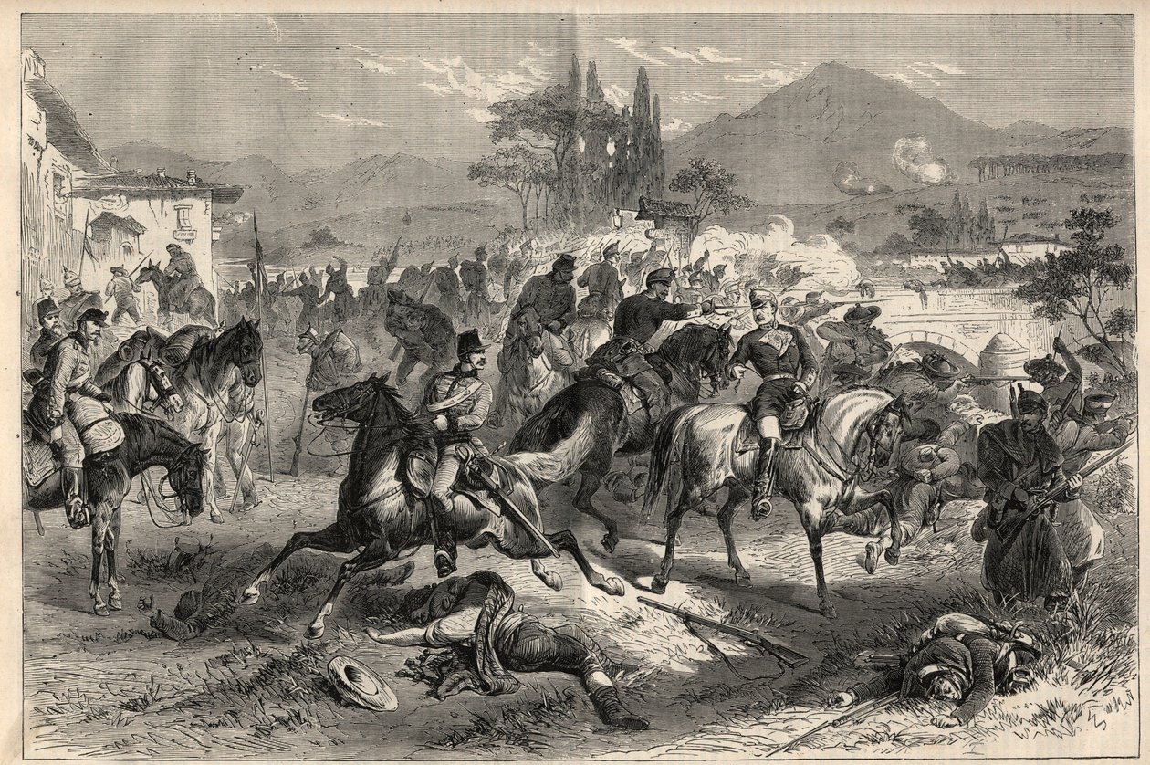 Revolução de Setembro de 1868 em Espanha (Gloriosa): Batalha de Alcolea perto de Córdoba (Córdoba) (20 de setembro de 1868) de Unknown artist
