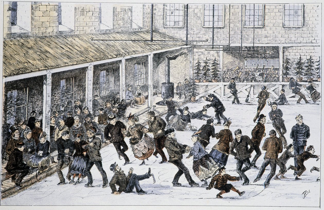 Rink em Halifax, Nova Escócia - em "Sketches of canadian sports and pastimes" por Lieut. Henry Buckton Laurence de Unknown artist