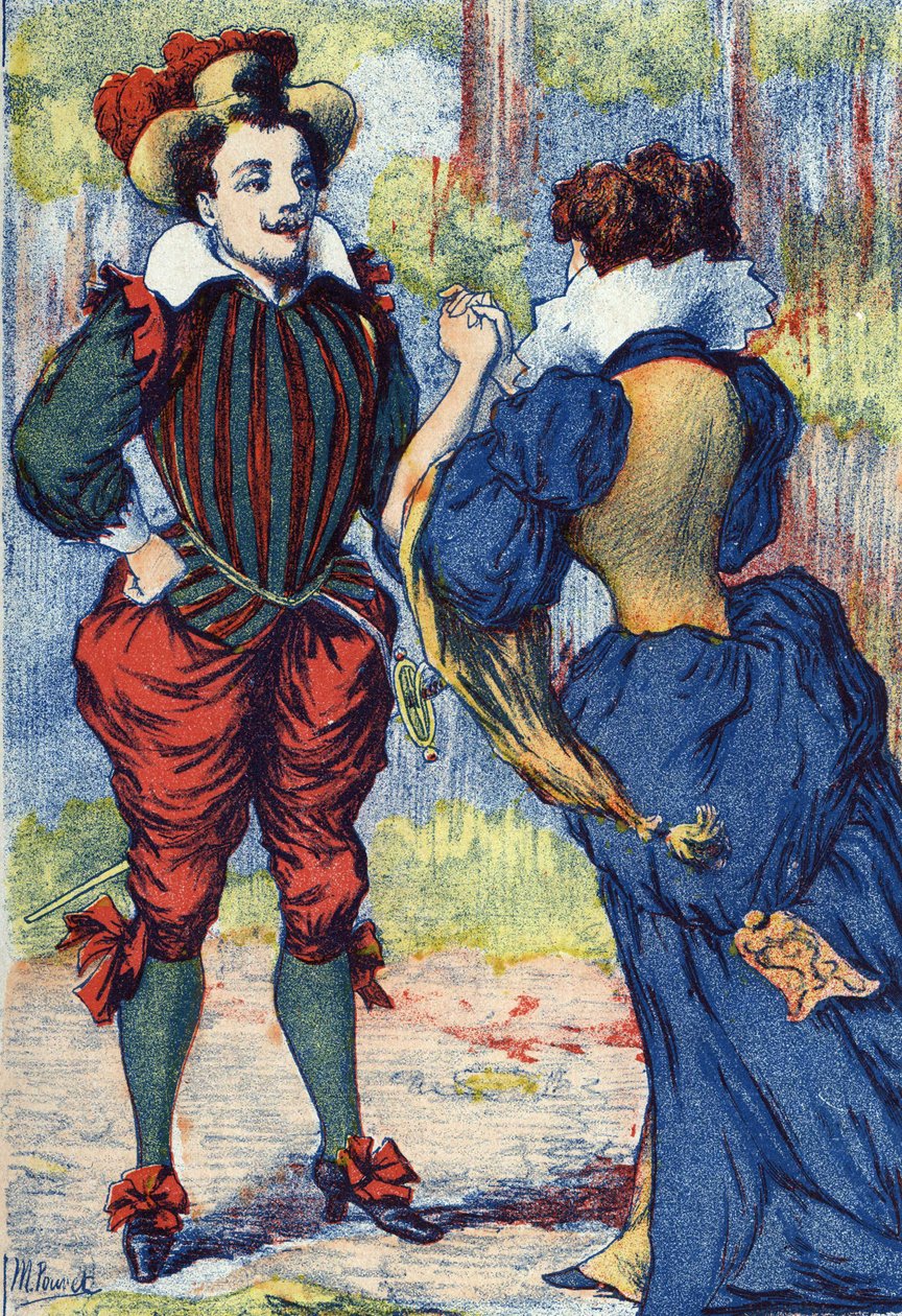 Riquet a la Houppe torna-se um belo cavalheiro. Ilustração anônima de "Riquet a la houppe", conto de Charles Perrault (1628-1703), escritor francês. Imagery Marcel Vagne, Jarville Nancy, sem data (final do século XIX). de Unknown artist