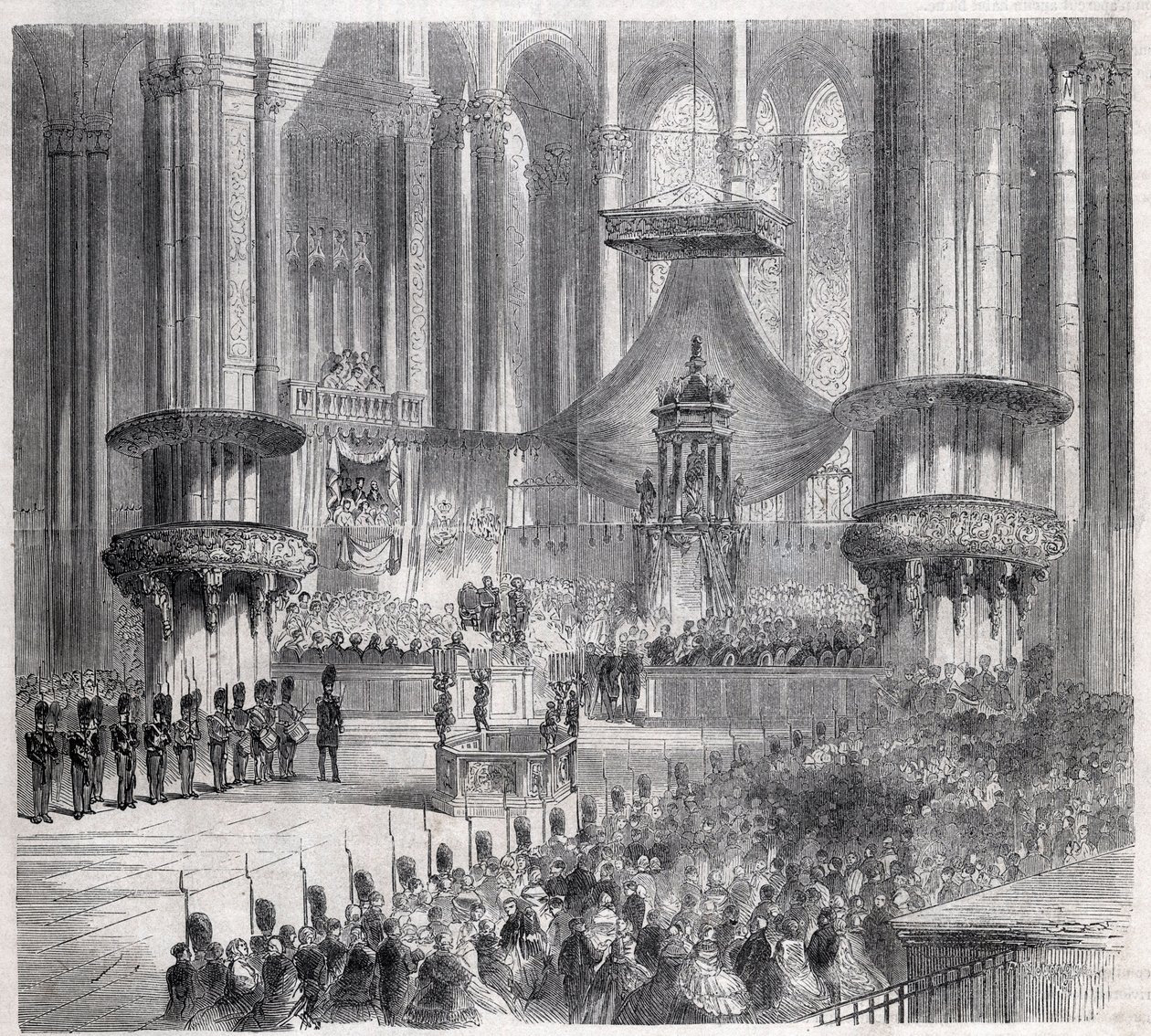 Risorgimento - Celebração do Te Deum na Catedral de Milão na presença de reis da Itália e da França de Unknown artist