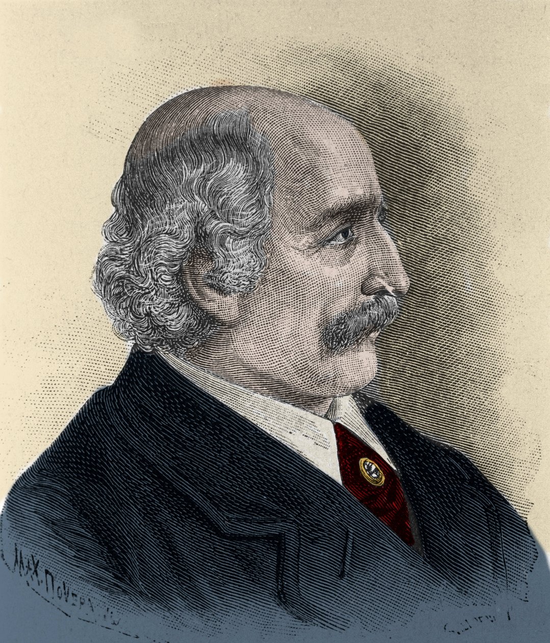 Risorgimento: retrato do patriota, filósofo, pensador político Carlo Cattaneo (1801-1869) gravura do século XIX. de Unknown artist