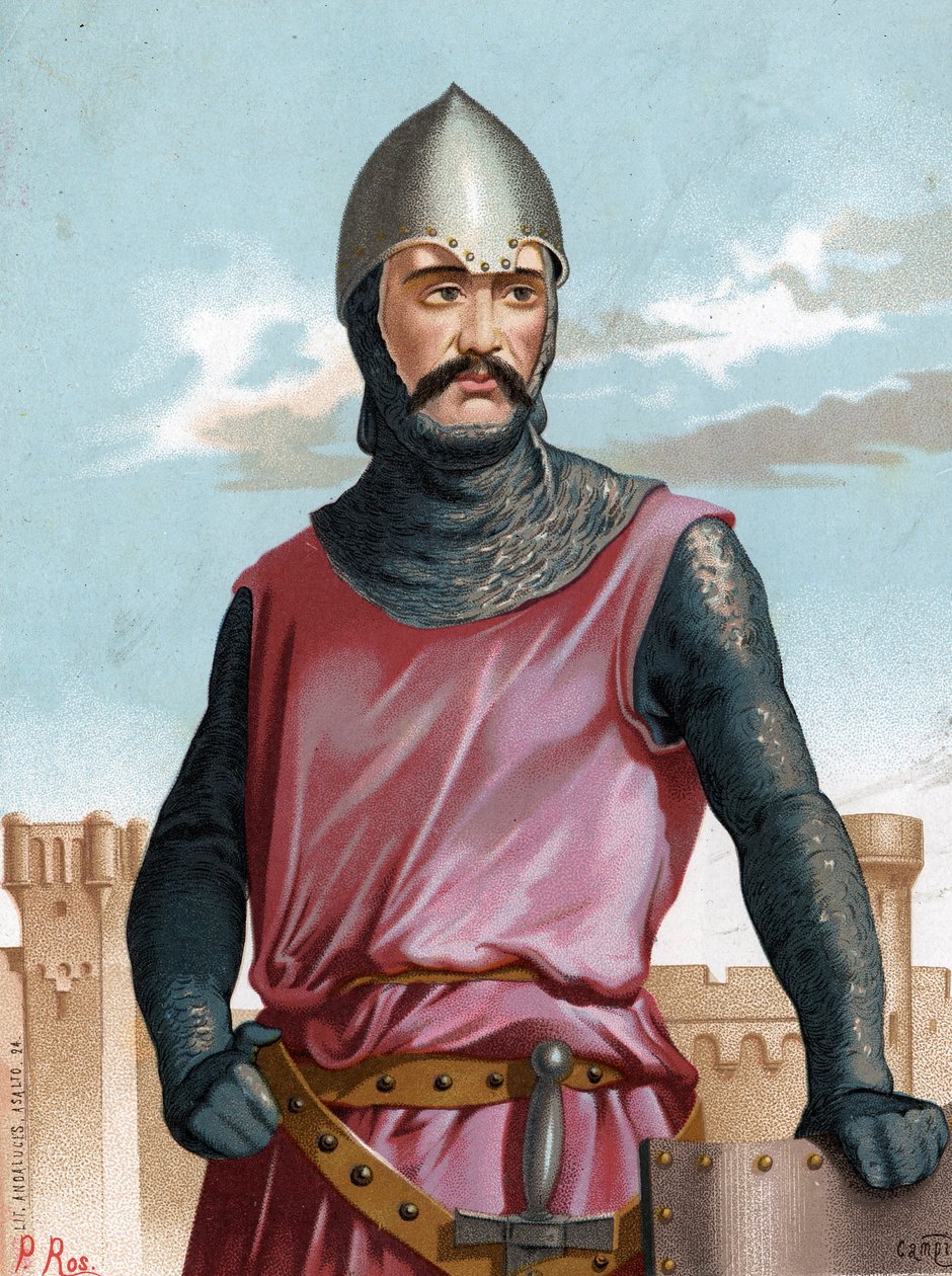 Rodrigo Dìaz de Vivar, conhecido como o Herói Espanhol Cid Campeador (1043 a 1099).depois de sombras e Mujeres famoso Barcelona 1877. de Unknown artist