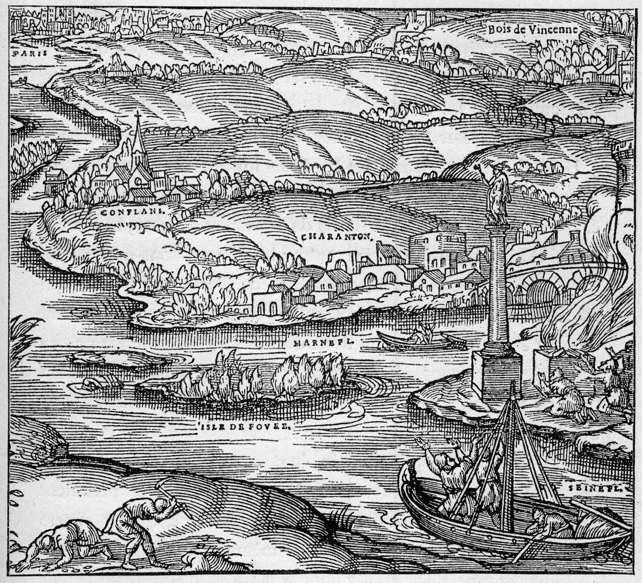 Gália Romana: monumento construído pelos marinheiros parisienses sob a regência de Tibere, na confluência do Sena e do Marne. Gravura em "La Marine et les colonies: commerce" (A Marinha e as colônias: comércio) de Unknown artist