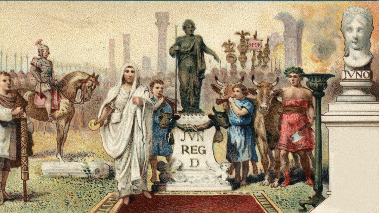 Sistema político romano. Tribune de la plebe: Caius Sempronius Gracchus (Gaio (Caio) Sempronio Gracco) (154-122 AC), um estadista romano (apelidado de "Les Gracques" com seu irmão) criou para colônia uma nova cidade (Junonia) em Cartago. Cromolitografia da de Unknown artist