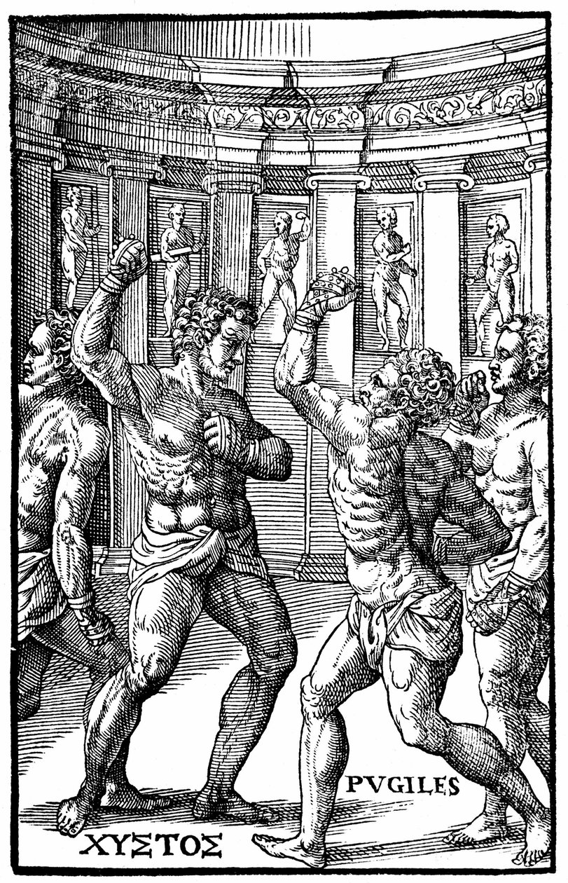 Lutadores romanos - em "Hieronymi Mercurialis de Arte Gymnastica", edição Veneza de Unknown artist