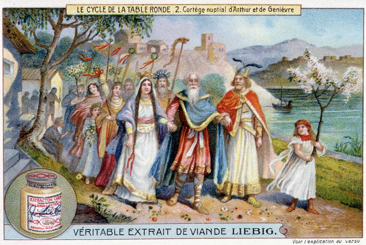 Ciclo de mesa redonda (2): Procissão nupcial do Rei Artur e Juniper, Liebig Chromolithography, sd. Século XIX de Unknown artist