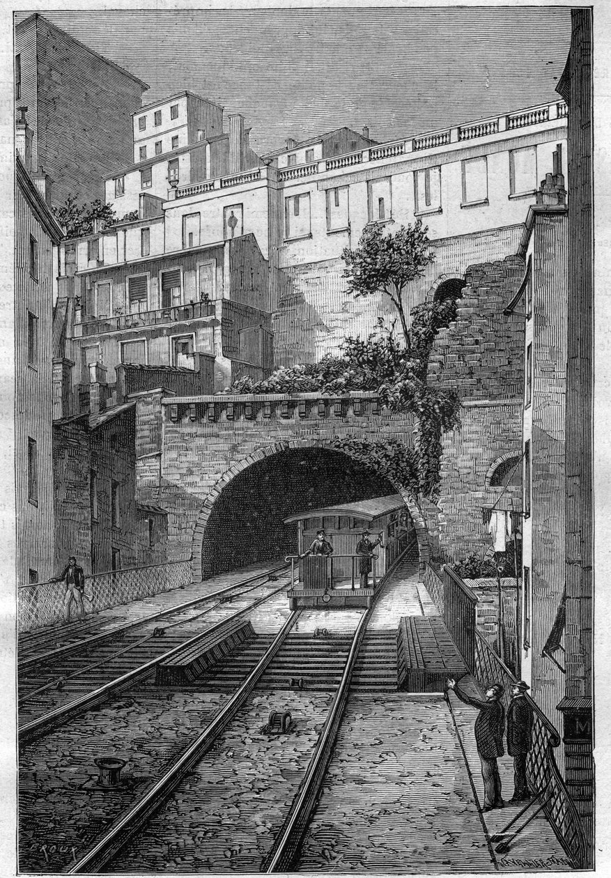Estrada de ferro de Lyon a Fourviere - gravura em "Journal des voyages" 1884 de Unknown artist