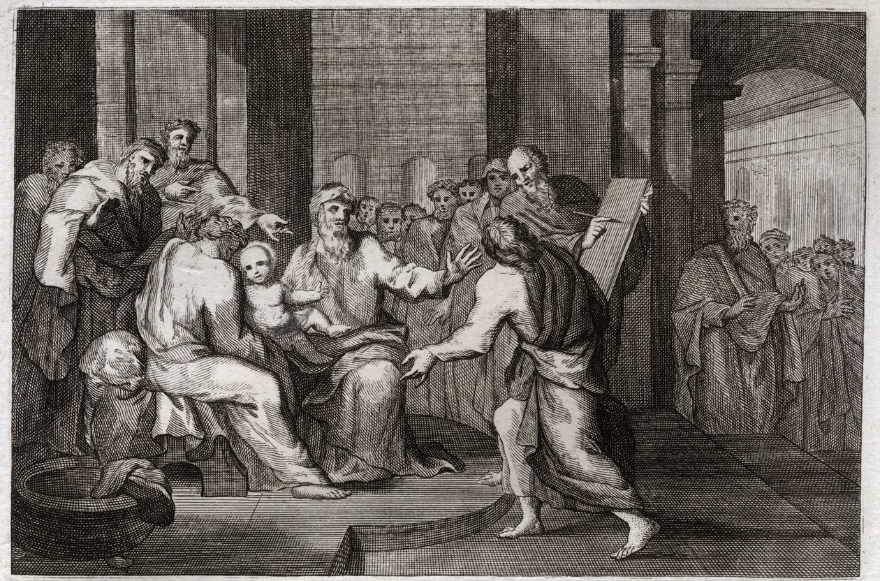 Bíblia de Royaumont, Novo Testamento: Circuncisão de Jesus Cristo. Ilustração de 1811. de Unknown artist