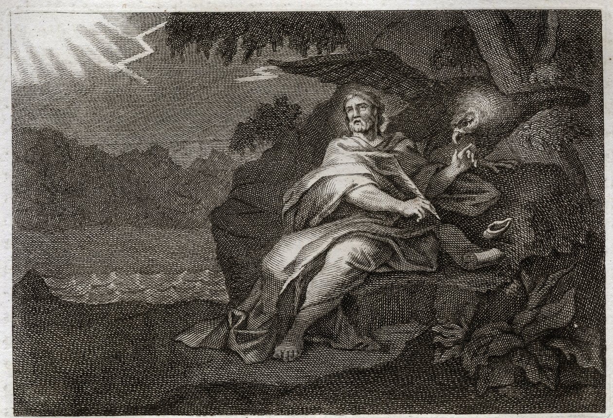 Bíblia de Royaumont, Novo Testamento: O evangelista São João com a águia. Ilustração de 1811. de Unknown artist