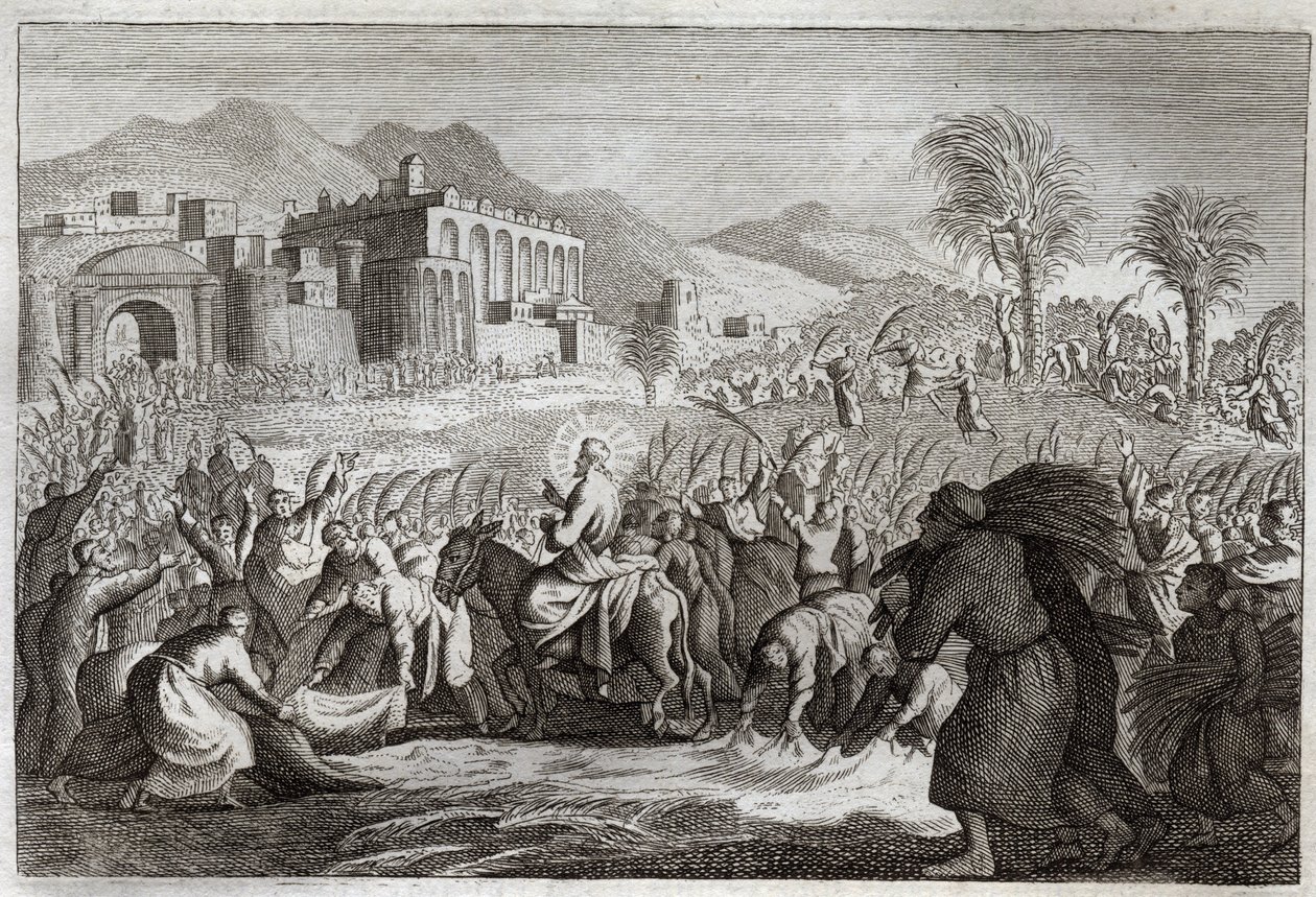 Bíblia de Royaumont, Novo Testamento: O Triunfo de Jesus Cristo. A entrada de Jesus em Jerusalém. Ilustração de 1811. de Unknown artist