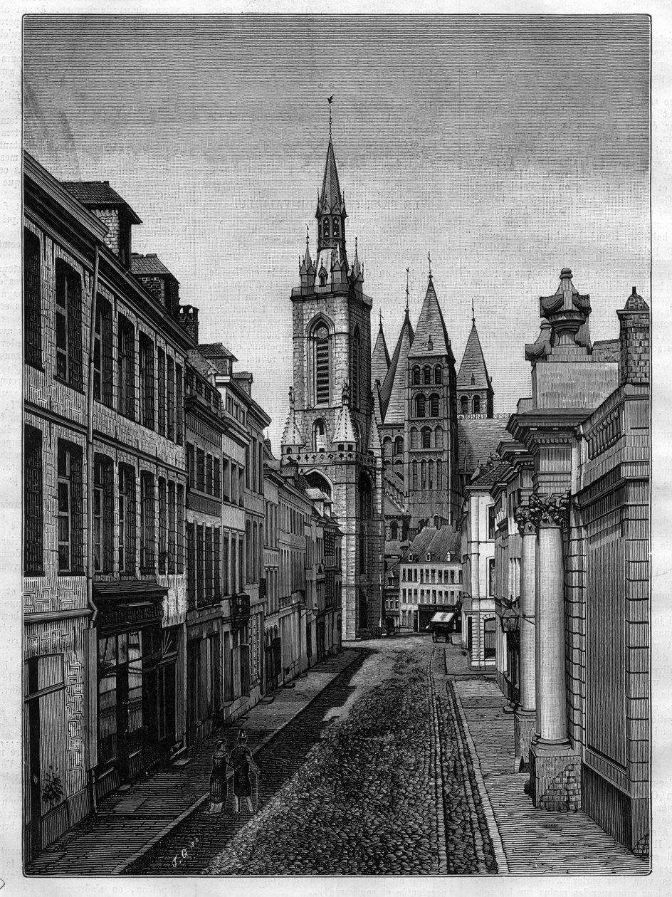 Rue Saint Martin (Abbaye Saint Martin) em Tournay (Tournai), Bélgica, em 1882 de Unknown artist