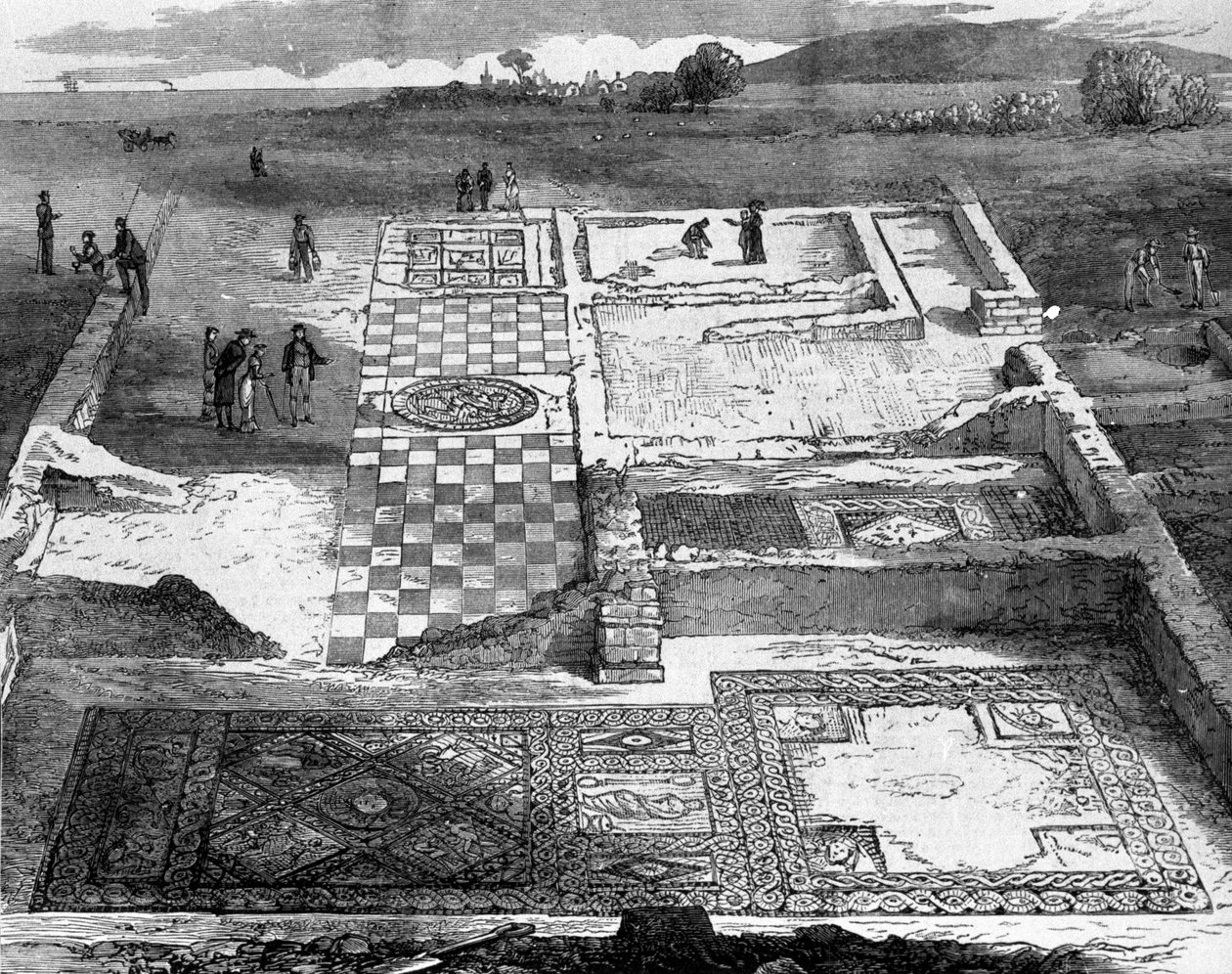Ruínas de uma vila romana perto de Brading, na ilha de Wight. de Unknown artist