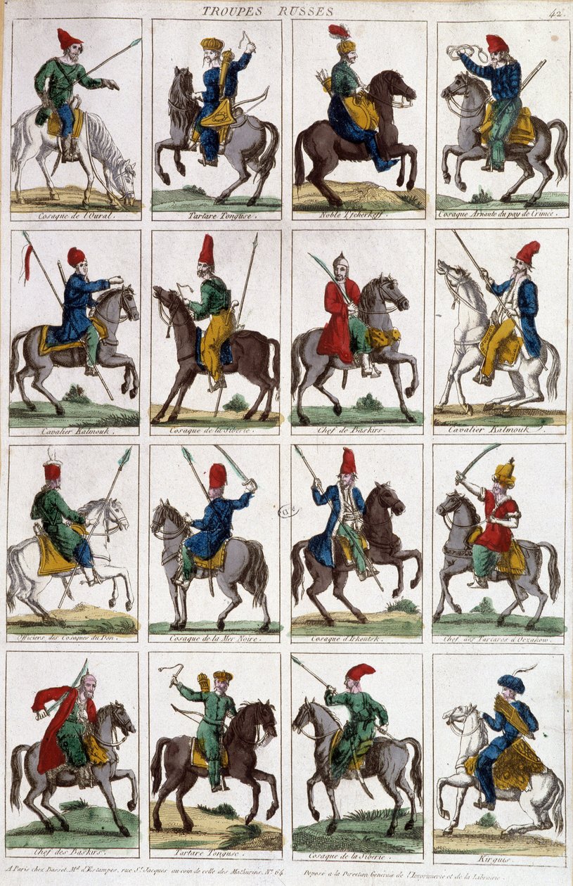 Cavaleiros de braço russos - gravura de Unknown artist