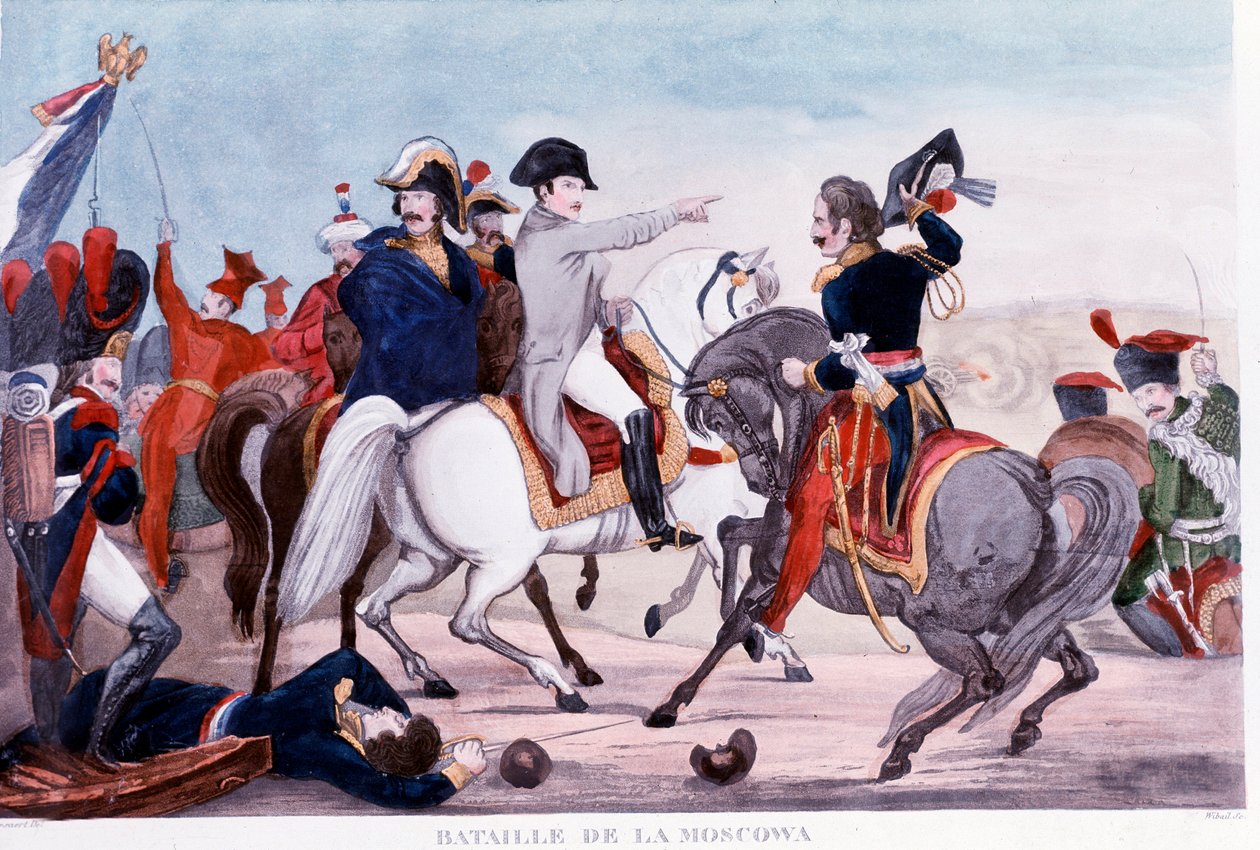 Campanha Russa: "Napoleão I na Batalha da Batalha de Moskova de Unknown artist