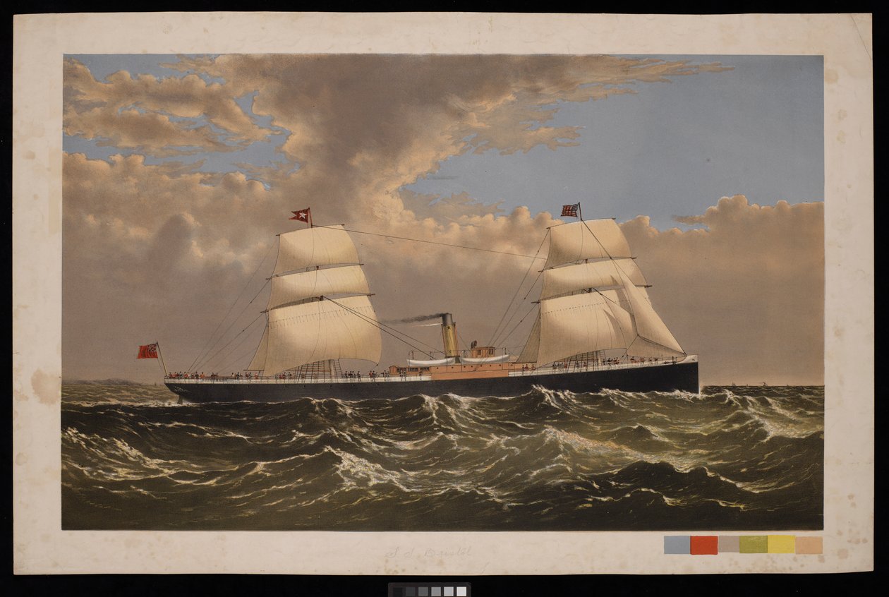 S S Bristol, White Star Line, c.1875 (impressão) de Unknown artist