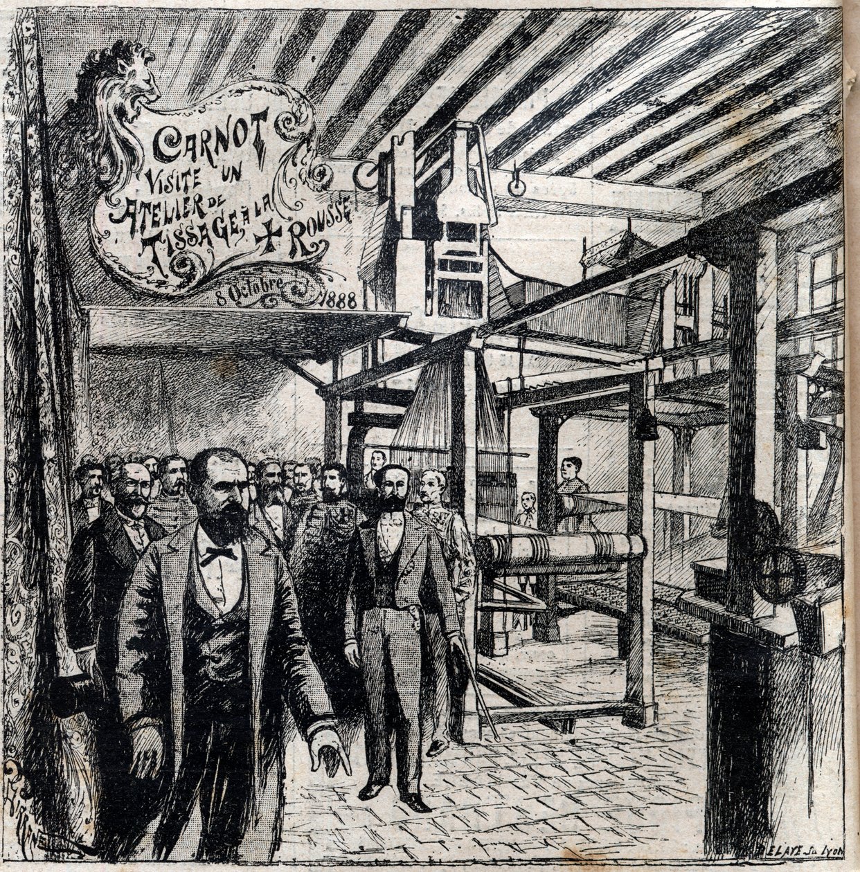 Sadi Carnot (1837-1894) visita um workshop em Canut, 8 de outubro de Unknown artist