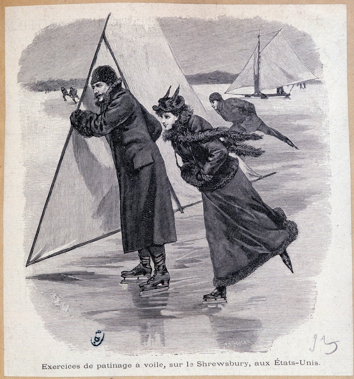 Exercício de vela, no Shrewsbury, EUA, por volta de 1890 - gravura, final do século XIX de Unknown artist