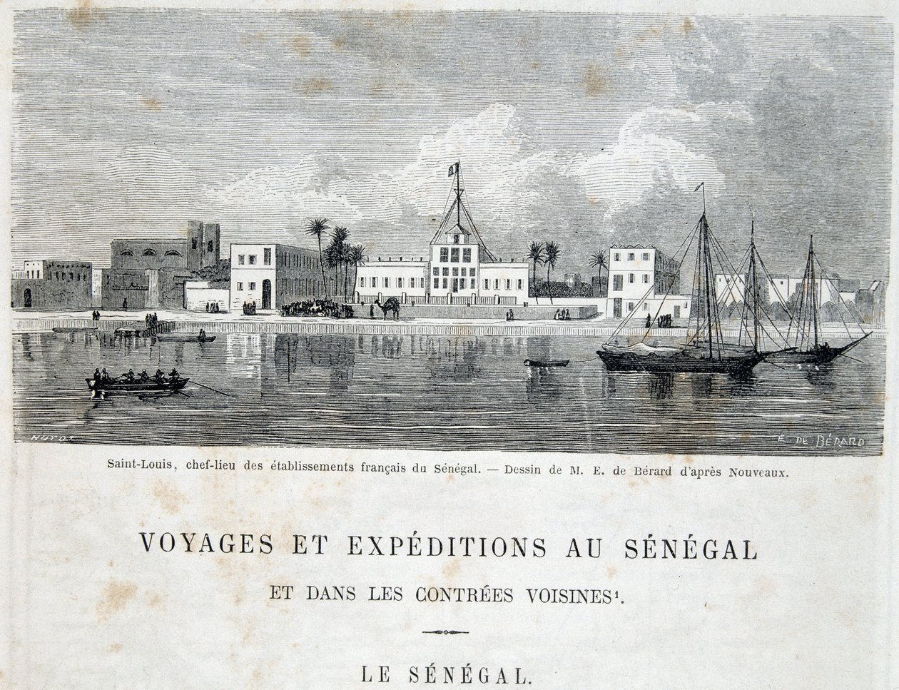 Saint-Louis, capital dos estabelecimentos franceses no Senegal - em "Voyage et voyages au Sénégal" no Tour du Monde, 2º trimestre. 1861 de Unknown artist